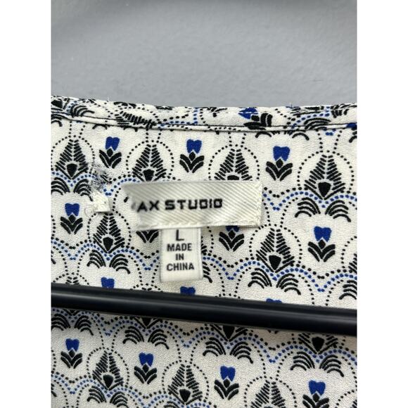 AX Studio Blouse Womens Large‎ Boho Floral V Neck Long Sleeve Top - Picture 4 of 8